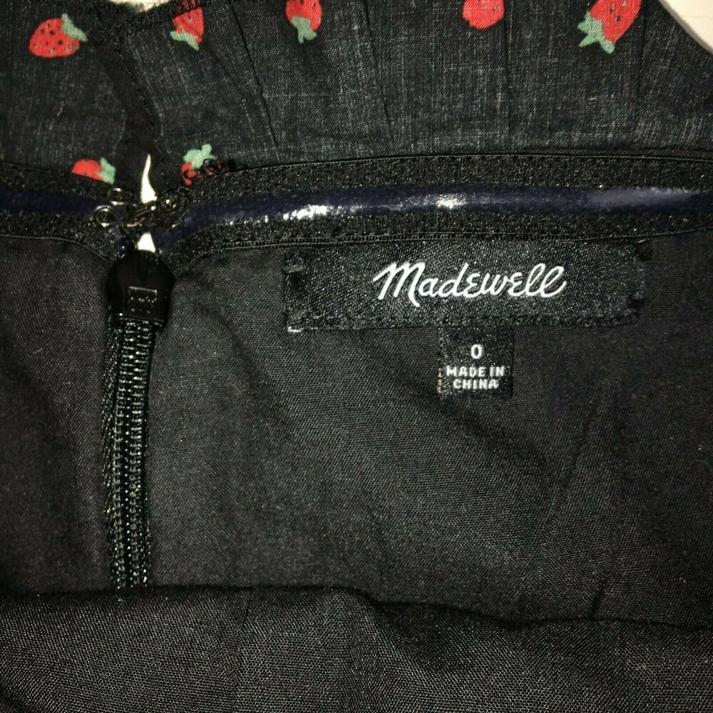 Madewell Pintuck Cami Dress Fresh Strawberries Sundress Black Red Cotton Women 0 - Picture 9 of 11
